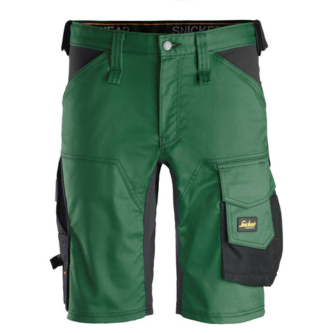 Snickers 6143 AllroundWork stretch shorts - Forestgreen/Black