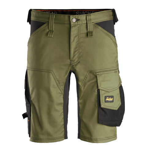 Snickers 6143 AllroundWork stretch shorts - Khakigreen/Black