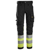 Snickers 6334 HighVis stretch werkbroek - Black/HighVisYellow