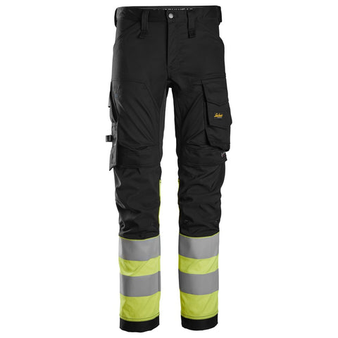 Snickers 6334 HighVis stretch werkbroek - Black/HighVisYellow