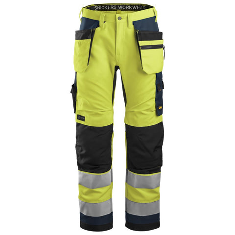 Snickers 6230 AllroundWork HighVis werkbroek+ holsterzakken - HighVisYellow/Navy