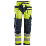 Snickers 6932 FlexiWork HighVis werkbroek+ holsterzakken - HighVisYellow/Navy