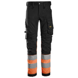 Snickers 6334 HighVis stretch werkbroek - Black/HighVisOrange