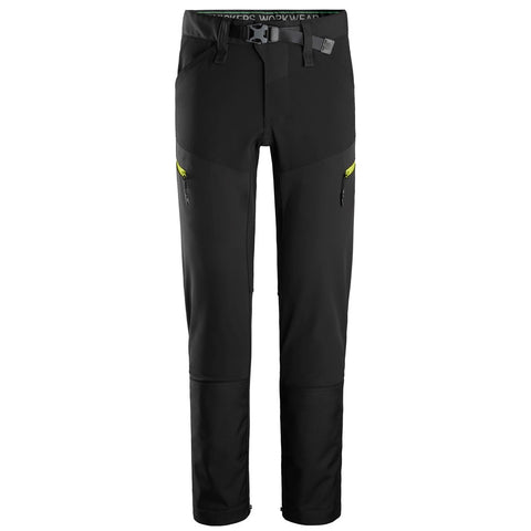 Snickers 6948 FlexiWork softshell stretch werkbroek - Black/Neonyellow