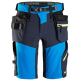 Snickers 6140 FlexiWork softshell stretch shorts+ holsterzakken - Trueblue/Navy