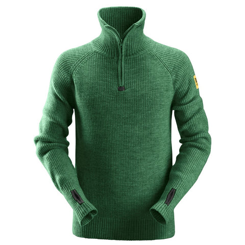 Snickers 2905 ½-Zip Wollen Sweater - ForestGreen