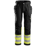 Snickers 3235 Katoenen Broek High Visibility Klasse 1 - 0466 Black/Yellow