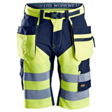 Snickers 6933 FlexiWork HighVis shorts holsterzakken - HighVisYellow/Navy