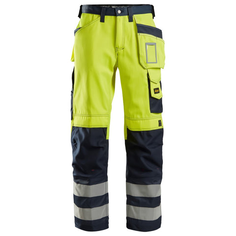 Snickers 3233 HighVis werkbroek holsterzakken - HighVisYellow/Navy