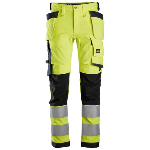 Snickers 6243 AllroundWork HighVis stretch werkbroek holsterzakken - HighVisYellow/Navy