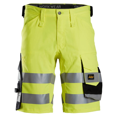 Snickers 6136 HighVis stretch shorts - HighVisYellow/Black