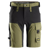 Snickers 6173 AllroundWork 4-Way stretch shorts - Khakigreen/Black