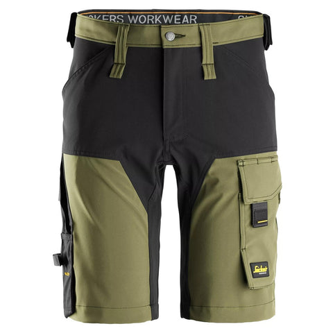 Snickers 6173 AllroundWork 4-Way stretch shorts - Khakigreen/Black