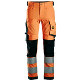 Snickers 6343 HighVis stretch werkbroek - HighVisOrange/Black