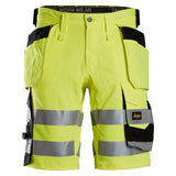 Snickers 6135 HighVis stretch shorts holsterzakken - HighVisYellow/Black