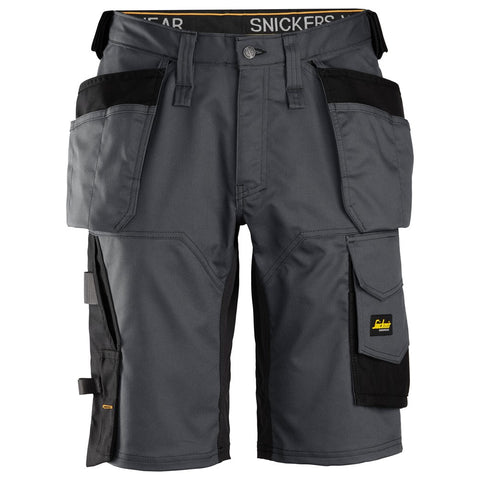 Snickers 6151 AllroundWork stretch loose fit shorts holsterzakken - Steelgrey/Black