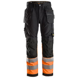 Snickers 6233 AllroundWork HighVis werkbroek+ holsterzakken - Black/HighVisOrange