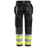 Snickers 6931 FlexiWork HighVis werkbroek+ holsterzakken - Black/HighVisYellow