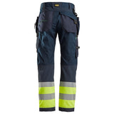 Snickers 6931 FlexiWork HighVis werkbroek+ holsterzakken - Navy/HighVisYellow