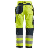 Snickers 6932 FlexiWork HighVis werkbroek+ holsterzakken - HighVisYellow/Navy