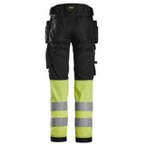 Snickers 6234 HighVis stretch werkbroek holsterzakken - Black/HighVisYellow