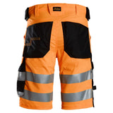 Snickers 6136 HighVis stretch shorts - HighVisOrange/Black