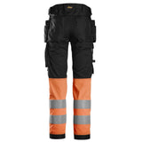 Snickers 6234 HighVis stretch werkbroek holsterzakken - Black/HighVisOrange