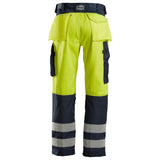 Snickers 3333 HighVis werkbroek - HighVisYellow/Navy