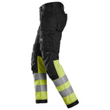 Snickers 6234 HighVis stretch werkbroek holsterzakken - Black/HighVisYellow