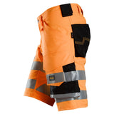 Snickers 6136 HighVis stretch shorts - HighVisOrange/Black