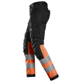 Snickers 6234 HighVis stretch werkbroek holsterzakken - Black/HighVisOrange