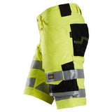 Snickers 6136 HighVis stretch shorts - HighVisYellow/Black