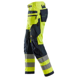 Snickers 6932 FlexiWork HighVis werkbroek+ holsterzakken - HighVisYellow/Navy