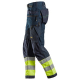 Snickers 6931 FlexiWork HighVis werkbroek+ holsterzakken - Navy/HighVisYellow