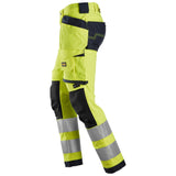 Snickers 6243 AllroundWork HighVis stretch werkbroek holsterzakken - HighVisYellow/Navy