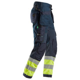 Snickers 6931 FlexiWork HighVis werkbroek+ holsterzakken - Navy/HighVisYellow