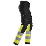 Snickers 6234 HighVis stretch werkbroek holsterzakken - Black/HighVisYellow