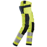 Snickers 6243 AllroundWork HighVis stretch werkbroek holsterzakken - HighVisYellow/Navy