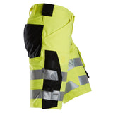 Snickers 6136 HighVis stretch shorts - HighVisYellow/Black